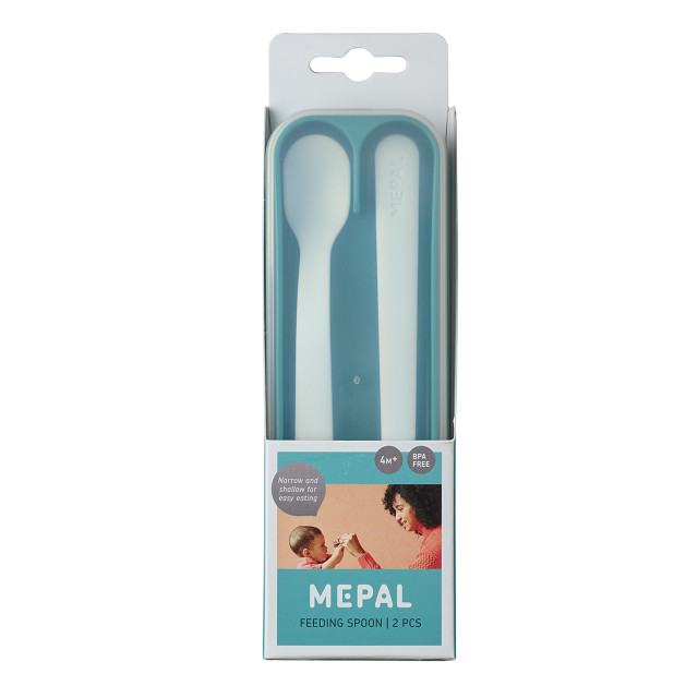 Mepal Mio 2 Piece Feeding Spoon Set, Deep Turquoise