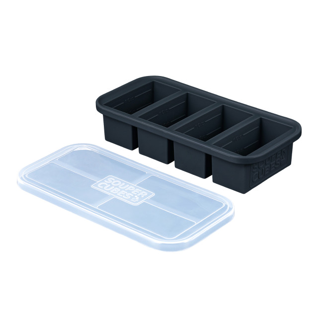 Souper Cubes Souper Cubes 1-Cup Silicone Food Storage Tray with Lid - Grey angle
