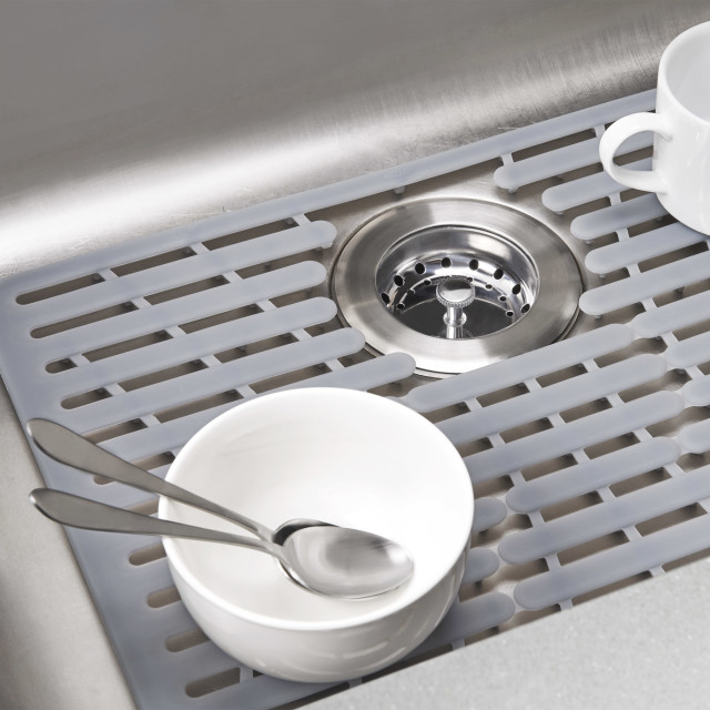 OXO Good Grips Small Silicone Sink Mat in use