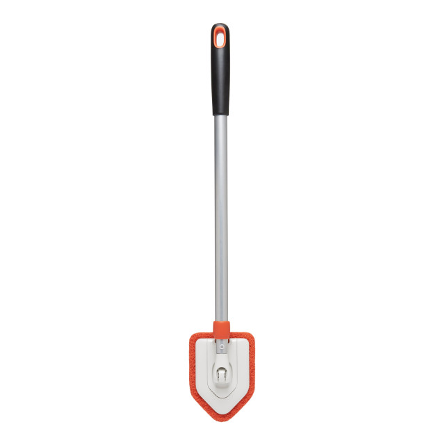 OXO Good Grips Extendable Tub & Tile Scrubber, back view with handle shortened 