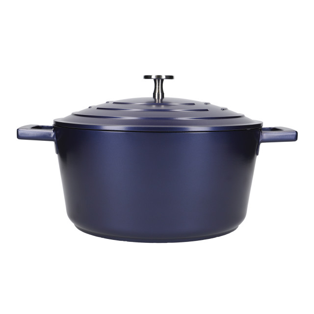 MasterClass Cast Aluminium 4L Casserole Pot, 24cm - Metallic Navy