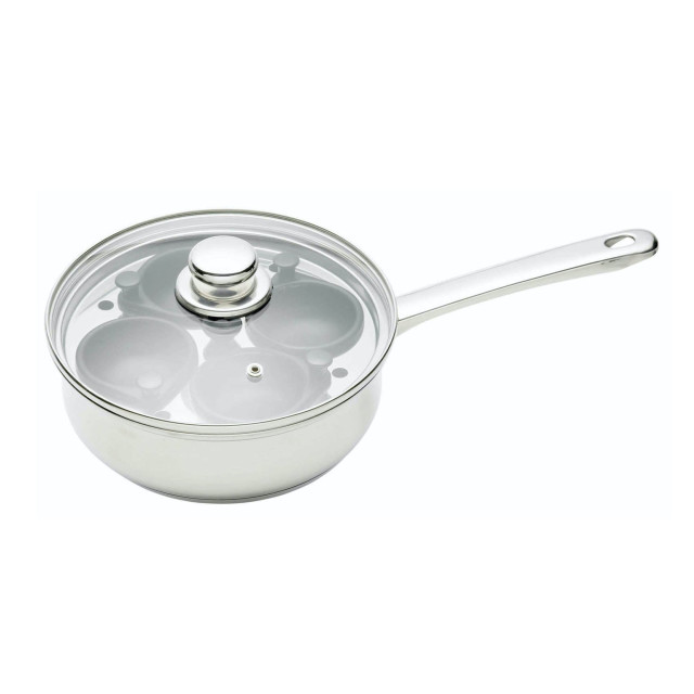 KitchenCraft Clearview Stainless Steel Egg Poacher 4 hole pack shot