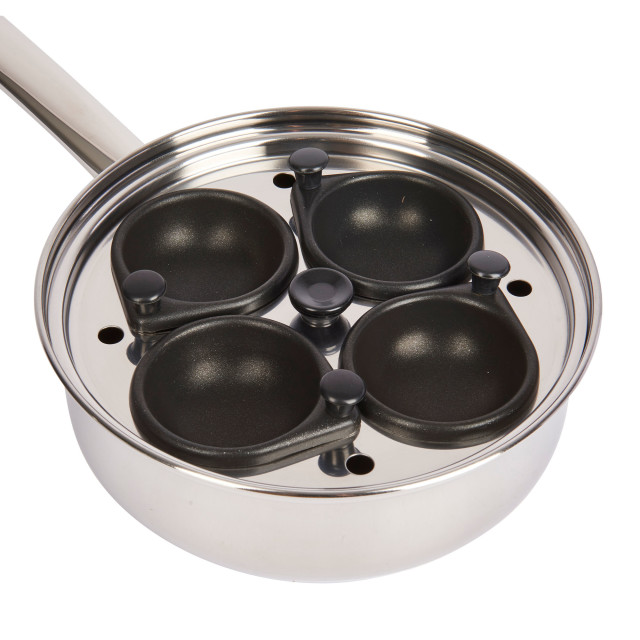 KitchenCraft Clearview Stainless Steel Egg Poacher 4 hole detail