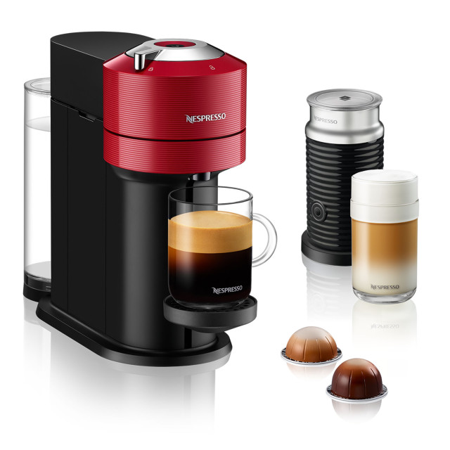 Nespresso Vertuo Next Coffee Machine & Aeroccino Milk Frother - Red product shot