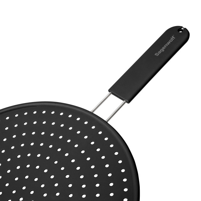 Sagenwolf Silicone Splatter Screen, Black handle close up