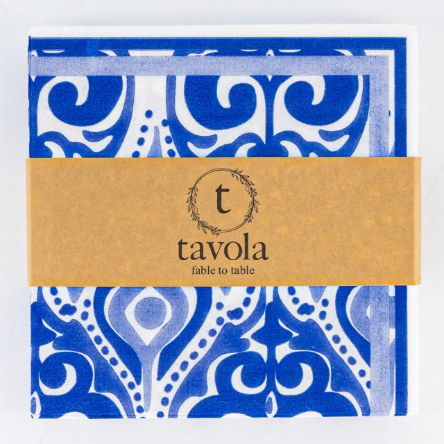 Tavola Abstract Biodegradable Paper Napkins, Pack of 25 - Blue product shot