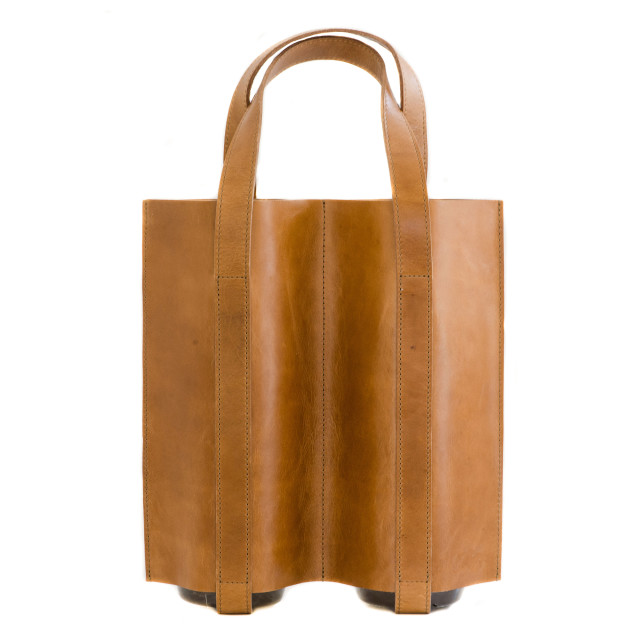 Zemp Picnic Double Wine Carrier - Waxy Tan back view