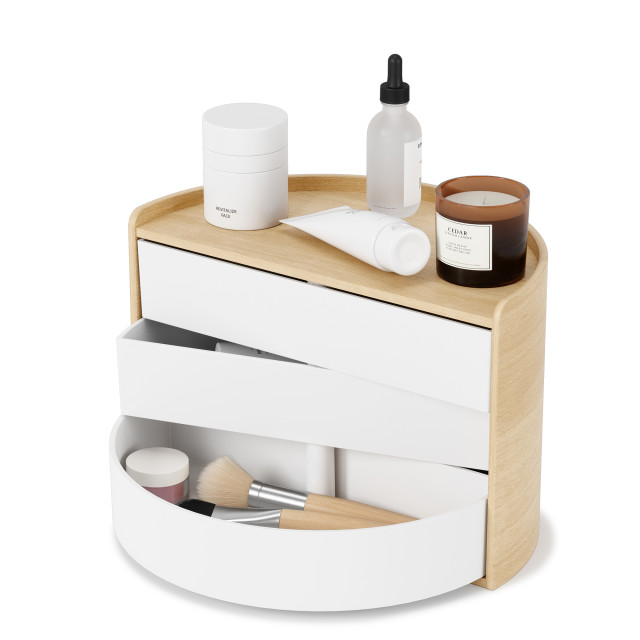 Umbra Moona Storage Box - White-Natural in use