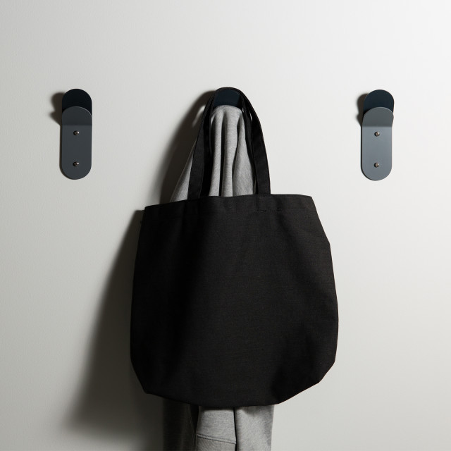 Popstrukt Bubblegum Stack Wall Hook, Pack of 3 - Charcoal in use