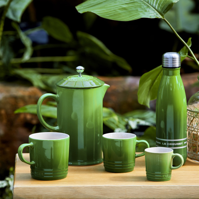 Le Creuset Stoneware Espresso Mug, 100ml Bamboo in use