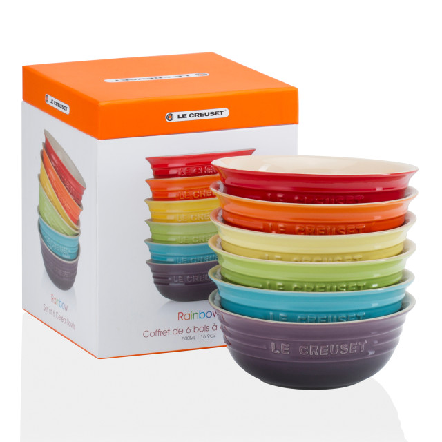 Le Creuset Rainbow Cereal Bowls, Set of 6 product shot