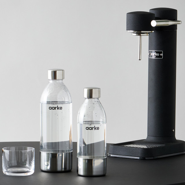 Aarke Aarke III Polished Steel PET Water Bottle, 450ml in use