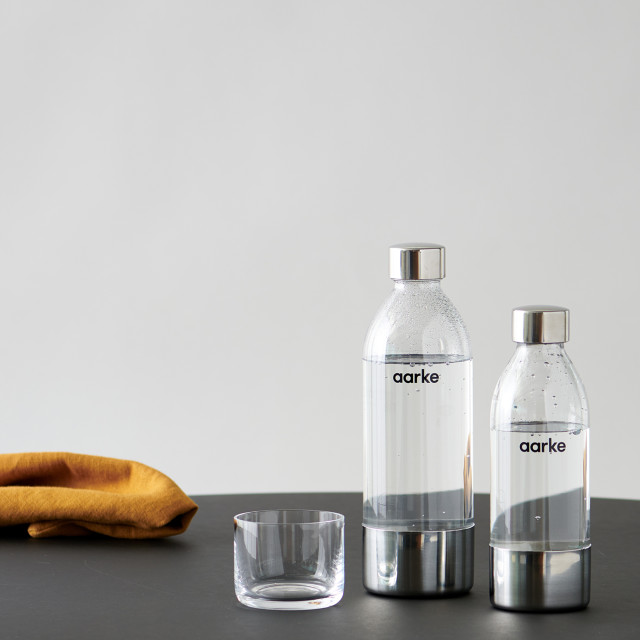 Aarke Aarke III Polished Steel PET Water Bottle, 450ml in use