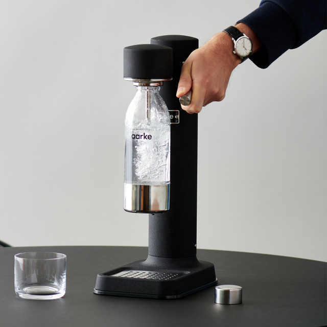 Aarke Aarke III Polished Steel PET Water Bottle, 450ml in use