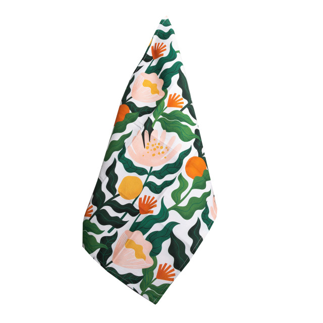 Aurora Home Cotton Fynbos Printed Tea Towel detail shot