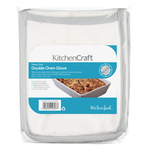 KitchenCraft Heavy Duty Oven Gloves with Bound Edge packaging