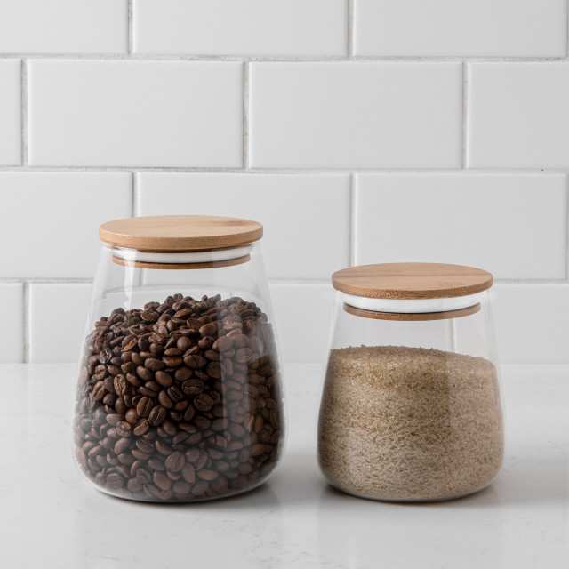 Humble & Mash Belly Glass Canister with Bamboo Lid - 700ml in use