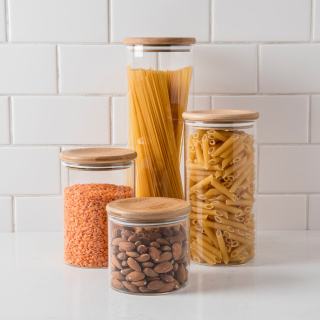 Humble & Mash Glass Canister with Bamboo Lid - 650ml in use