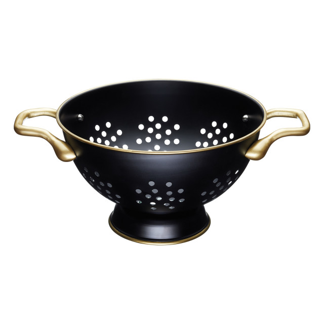 MasterClass Stainless Steel Matte Black & Brass Colander, 24cm product shot