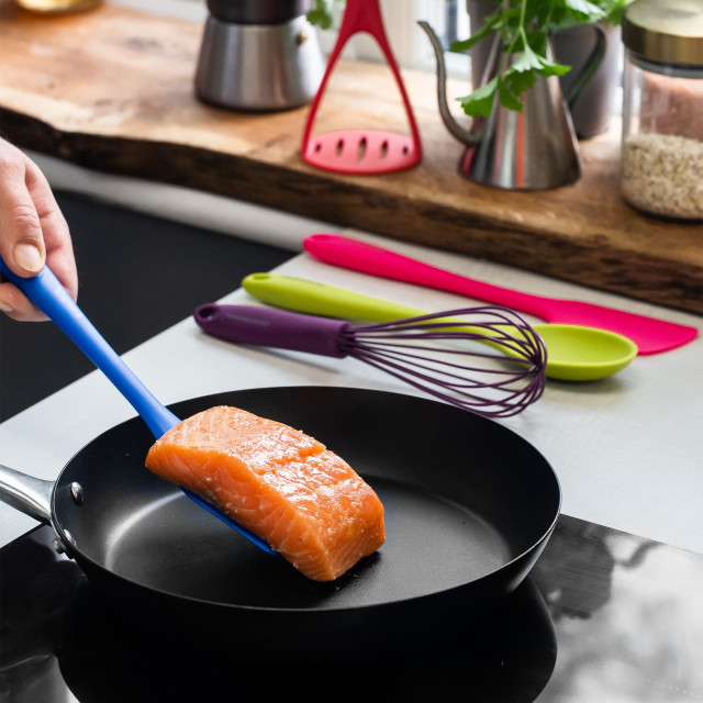 KitchenCraft Colourworks Brights Complete Kitchen Utensil Set, 5 Piece in use