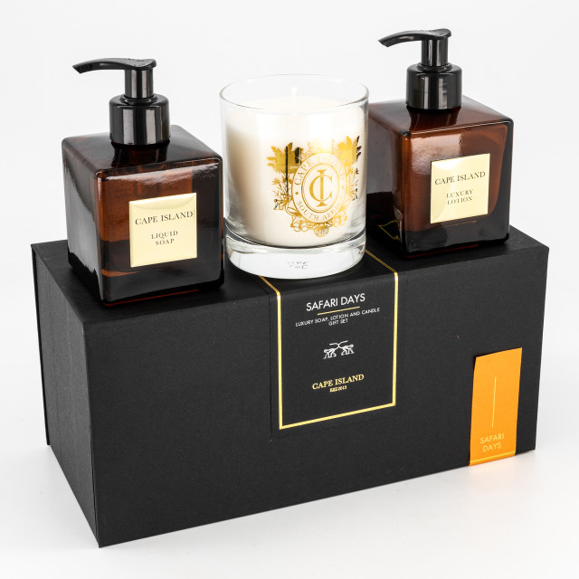 Cape Island Safari Days Luxury Liquid Soap, Lotion and Candle Gift Set