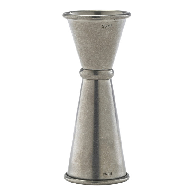 Genware Vintage Steel Double-sided Jigger, 25/50ml