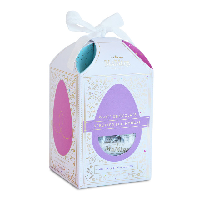 MaMere Confections White Chocolate Speckled Egg Nougat Gift box product shot