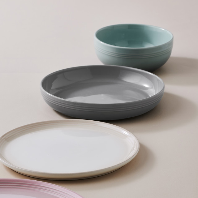 Le Creuset Coupe Collection Cereal Bowl, 770ml - Sea Salt in use