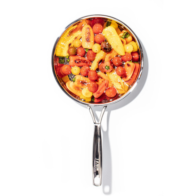 Jan Stainless Steel Frying Pan - 24cm in use