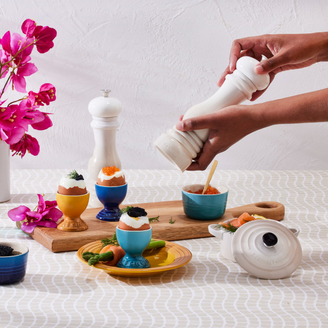 Le Creuset Riviera Collection Footed Egg Cups, Set of 4 in use
