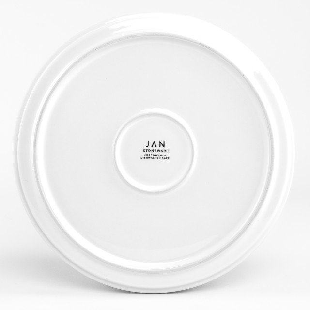 JAN Flat Stackable Dinner Plate, Set of 4 - 26cm - White back Shot