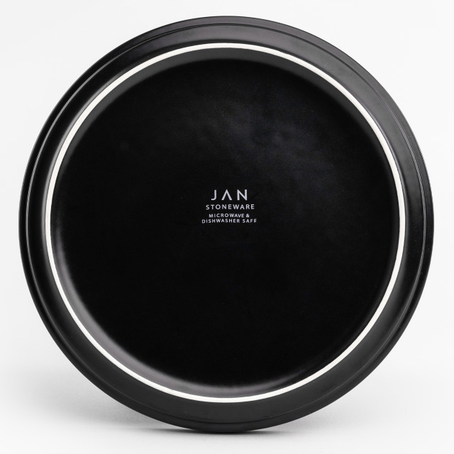 JAN Flat Stackable Dinner Plate, Set of 4 - Black back view