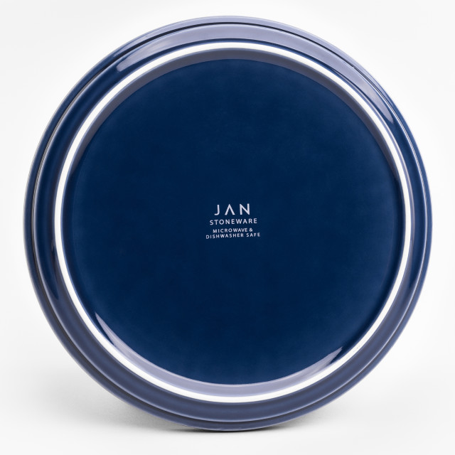 JAN Flat Stackable Dinner Plate, Set of 4 - Cobalt Blue back shot
