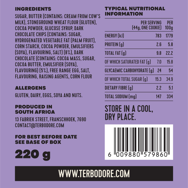 Terbodore Bakery Double Chocolate Cookies, 220g detail shot