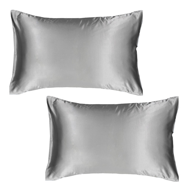 Dear Deer Satin Pillow Slip, Set of 2 - Silver Inox