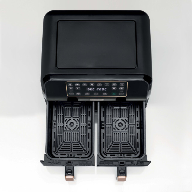 Kenwood HFP70 Dual 8L Air Fryer, 3.4kg - Black/Gold detail shot 
