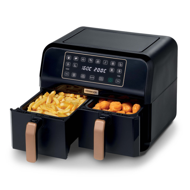Kenwood HFP70 Dual 8L Air Fryer, 3.4kg - Black/Gold in use 