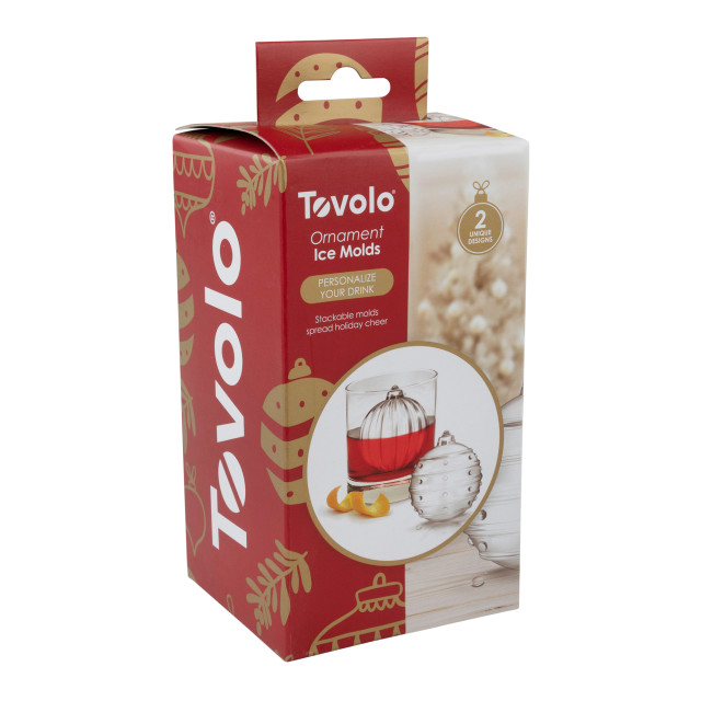 Tovolo Dots and Stripes Ornament Ice Molds packaging shot