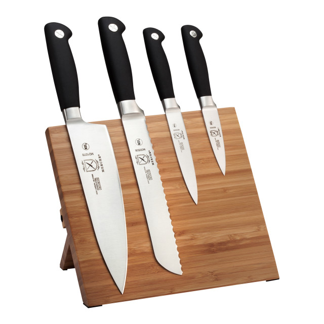 Mercer Culinary Genesis Bamboo Magnetic Board and Knife Set, 5 Piece product shot