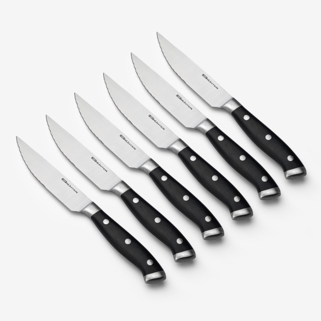 Grunter Elegance Steak Knife Sharp Tip with Plastic Handle, Set of 6