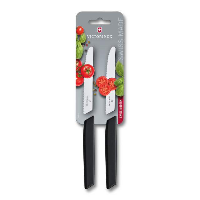 Victorinox Swiss Modern Round Serrated Table Knife, 11cm - Black packaging shot