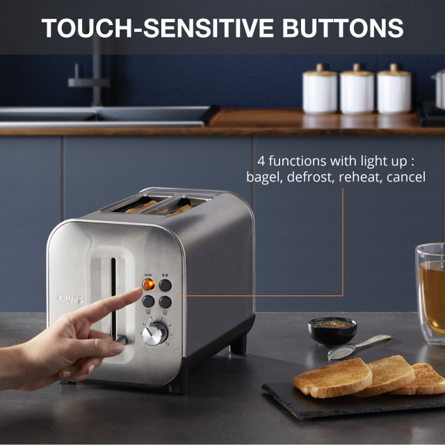 Krups Excellence Stainless Steel 2 Slice Toaster in use
