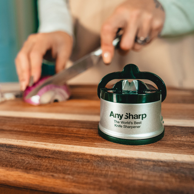 AnySharp Suction Knife Sharpener - Silver on board