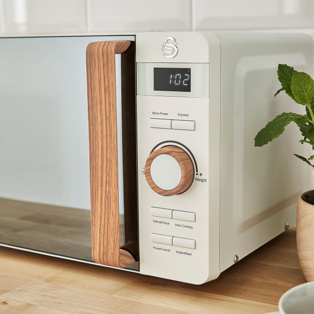 Swan Nordic Microwave Oven, 20L - Cream close up