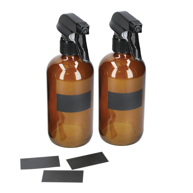 KitchenCraft Living Nostalgia Amber Glass Reusable Spray Bottle Set, 500ml pack shot