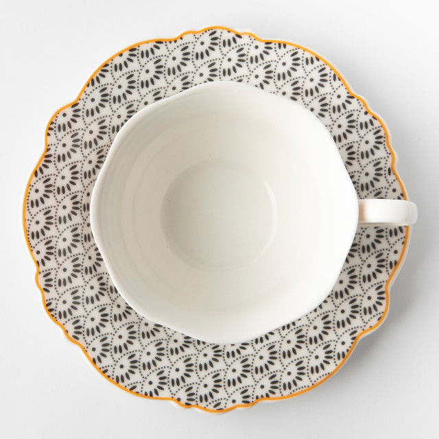 Jenna Clifford Midnight Bloom Tea Cup & Saucer in Gift Box, Set of 4 Product Top Down View