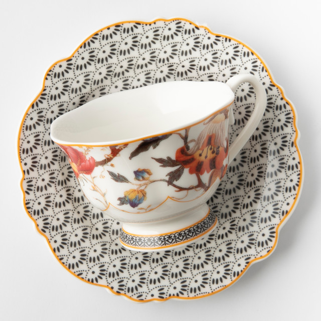 Jenna Clifford Midnight Bloom Tea Cup & Saucer in Gift Box, Set of 4 Product Detail Image