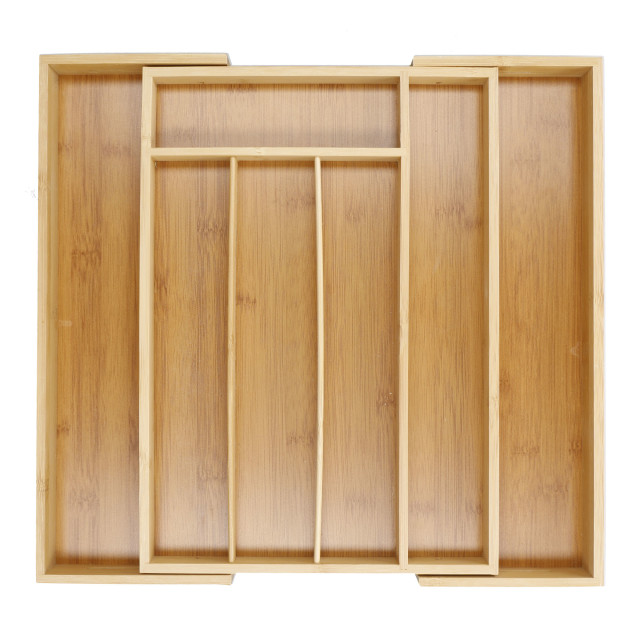 Copco Bamboo Expandable Cutlery Tray pack shot open