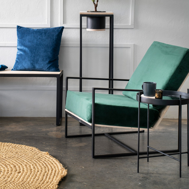 Native Decor Matte Black Mirror Side Table Product In Use