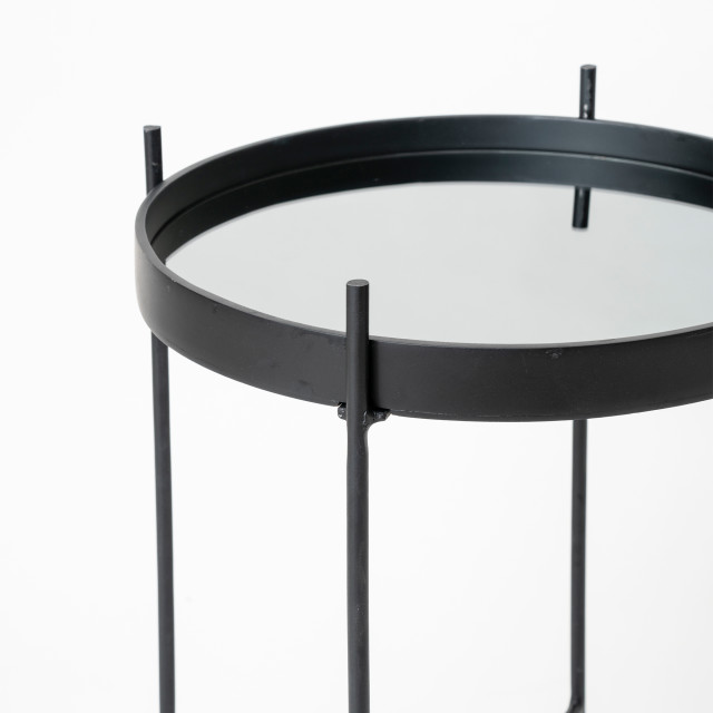 Native Decor Matte Black Mirror Side Table Product Detail Image